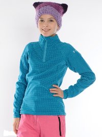 Толстовка флисовая детская  ROXY MIST HALF ZIP GIRL MICRO DOTS BLUE